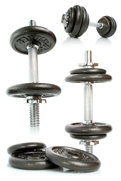 Iron dumbbells set solated on white — Stock Photo, Image