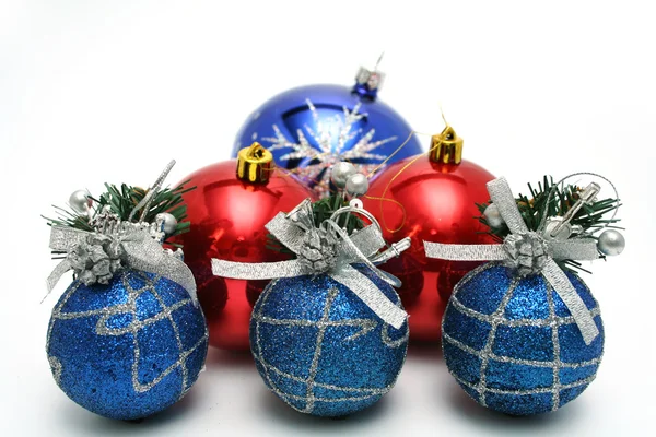 Conjunto de decorações de árvore de natal comemorativas de cor azul — Fotografia de Stock