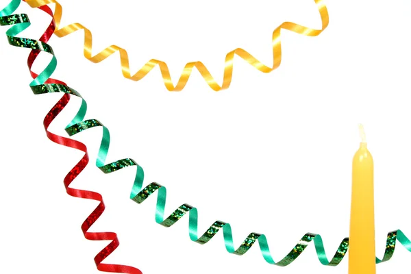 Vela de Navidad y oropel de Año Nuevo multicolor —  Fotos de Stock
