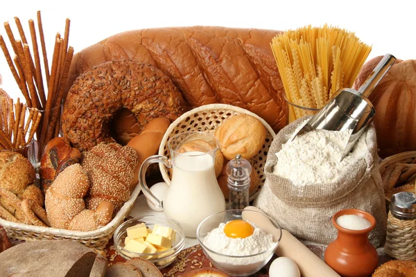 Assorted breads and ingredients — Stock Photo, Image