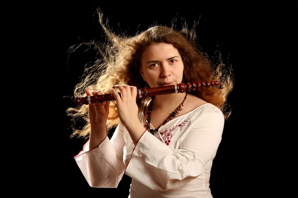 Beautiful Flutist — Stock Photo, Image