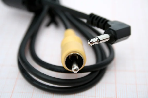 Cable for data transmission with tips macro — Stock Photo, Image