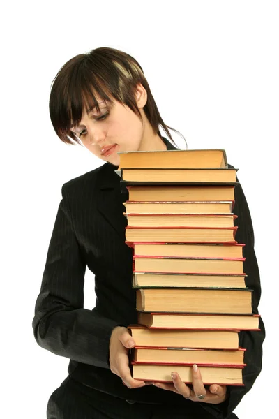 La giovane ragazza con i libri — Foto Stock