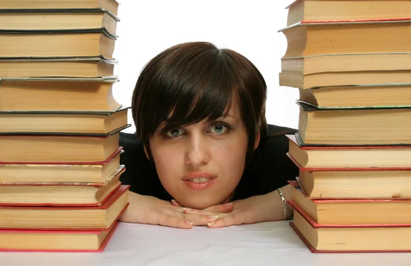 The young smiling girl with books — Stock Photo, Image