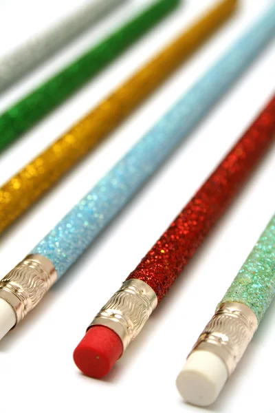 Set of celebratory color pencils with a sparkling covering — Stock Photo, Image