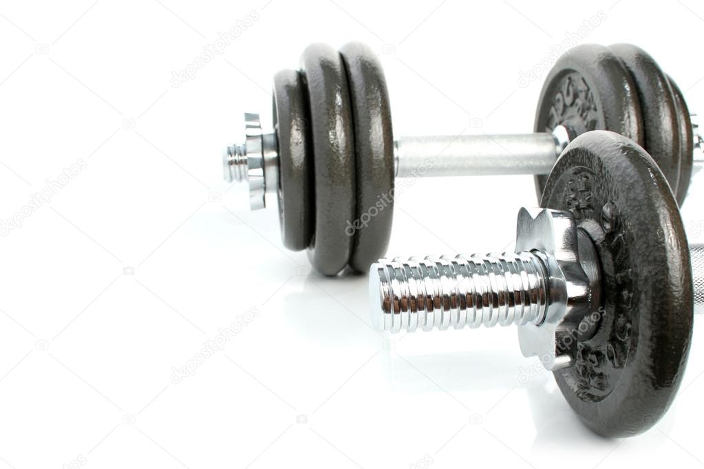 Iron dumbbells set solated