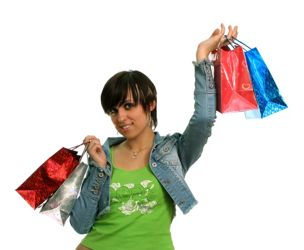 La chica feliz con compras —  Fotos de Stock