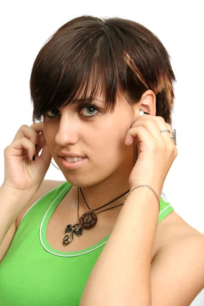 Chica joven con auriculares —  Fotos de Stock