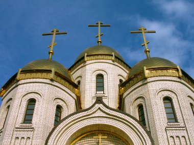 Altın kubbeleri ve tüm kutsal 5 Ortodoks bir Tapınağı haçlar