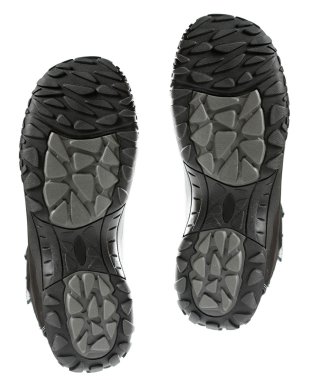 ayak izi iki siyah kışlık botlar