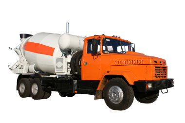 kırmızı renkli beton mikser ile yeni bina kamyon