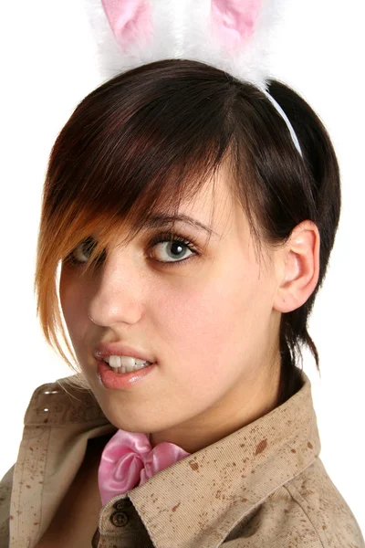 The young girl with pink tie-butterfly — Stock Photo, Image