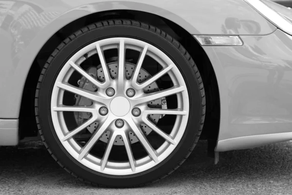 Wheel of new sports car — Stock Photo, Image