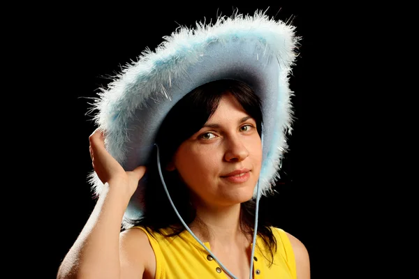 Brunette girl with cowboy hat — Stock Photo, Image