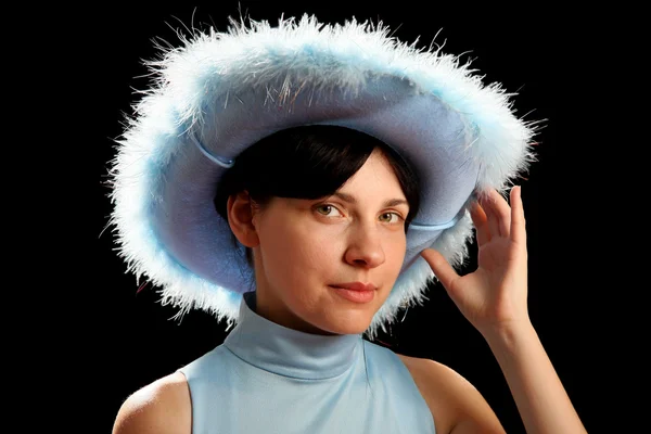 Brunette girl with cowboy hat — Stock Photo, Image