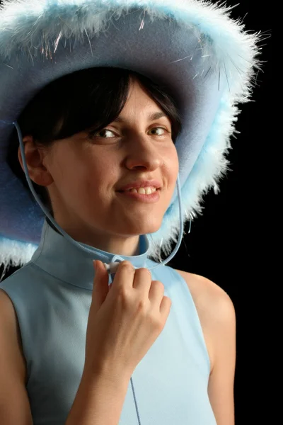 Brunette girl with cowboy hat — Stock Photo, Image