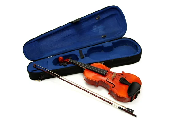 蓝色的案例和小提琴 — 图库照片