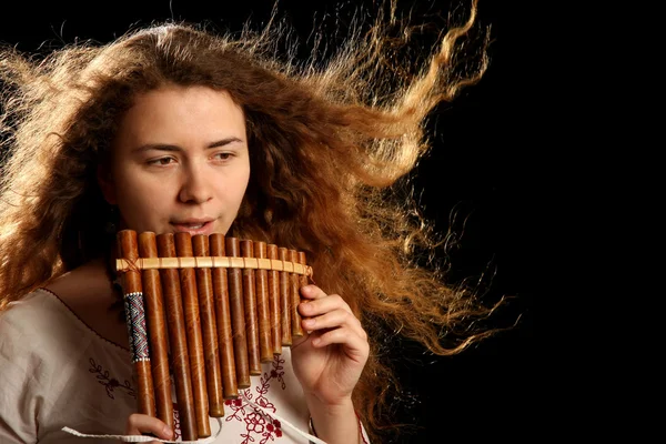 Beautiful Flutist — Stock Photo, Image