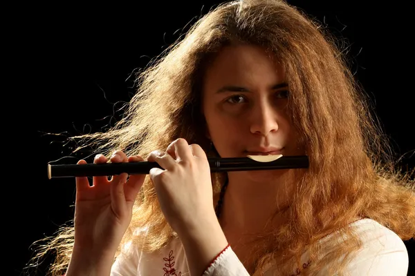 Beautiful Flutist — Stock Photo, Image