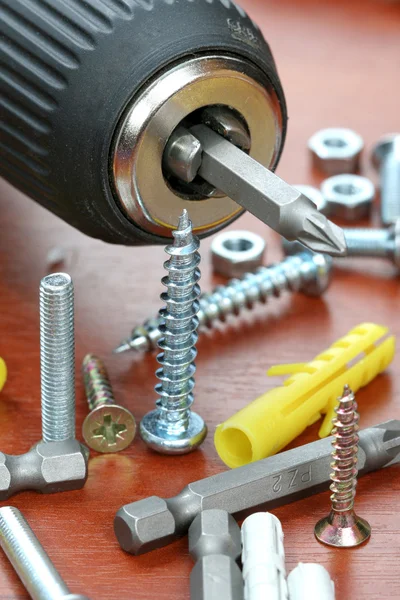 Drills, screws & Plugs — Stock Photo, Image