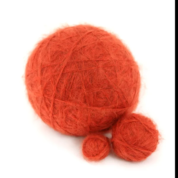 Balls of knitting red yarn — Stock Photo, Image