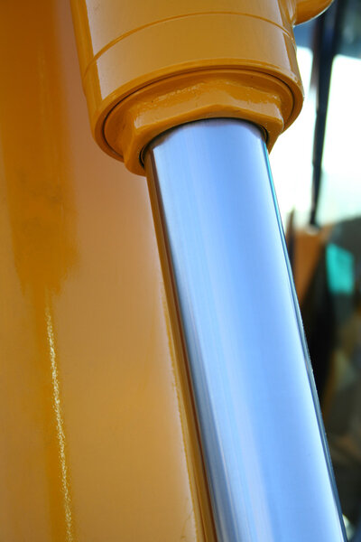 The chromeplated detail of hydraulic system of a dredge