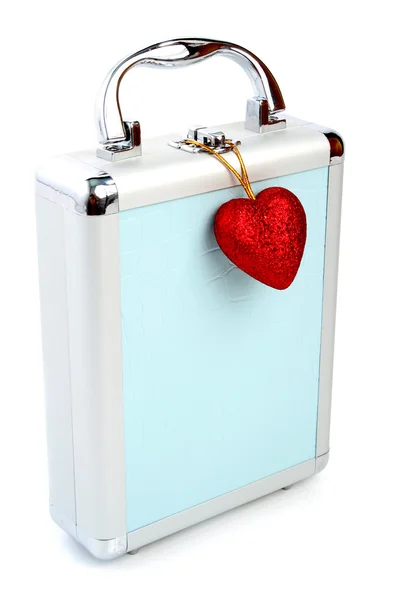 Briefcase and heart isolated — Stock Photo, Image