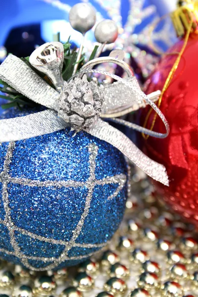 Christmas spheres of various color with a pattern Stock Picture