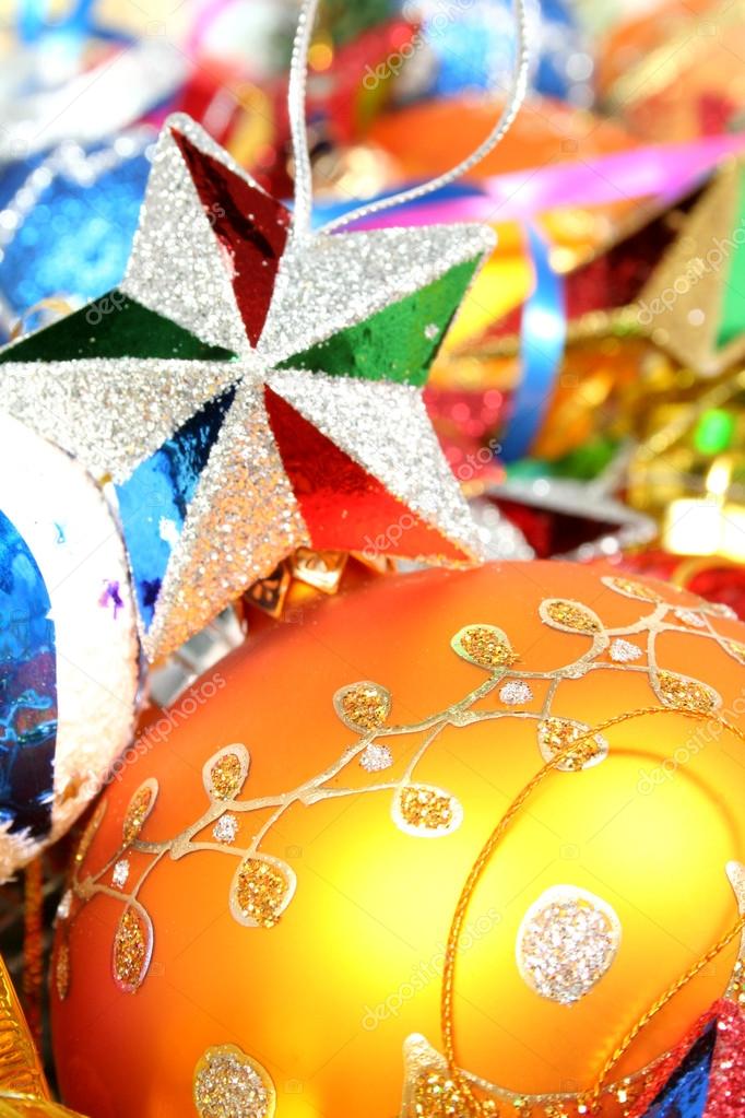 Christmas ornaments of different color and stars1