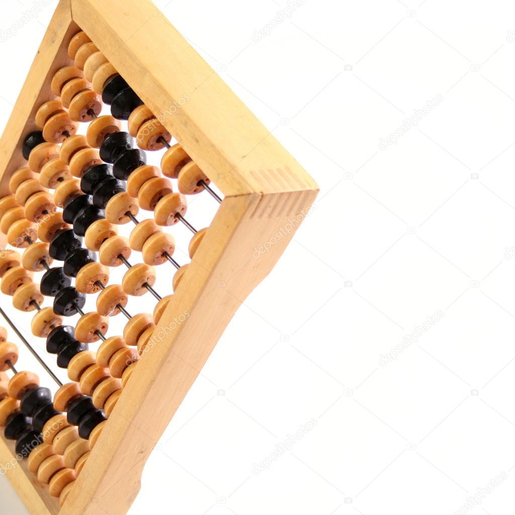 An old mathematical abacus on a white background