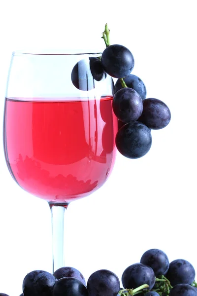 Blue grape cluster and red wine — Stock Photo, Image