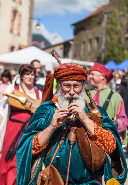 Medieval Street Piper — Stock Photo, Image