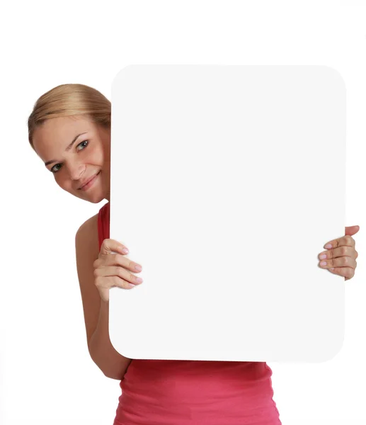 Young Woman with a Blank Board — Stock Photo, Image