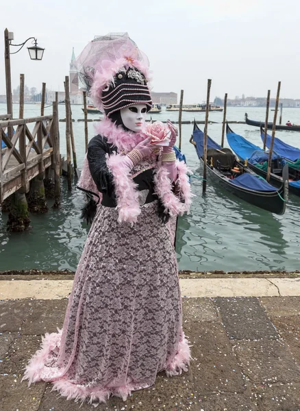 Венецианский костюм с розой — стоковое фото
