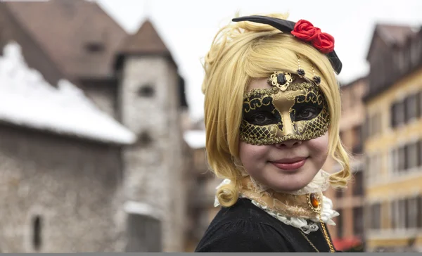 Portrait of a Girl in Mask — Stock Photo, Image
