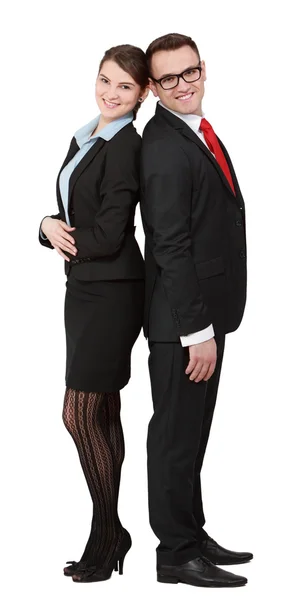 Jovem casal de negócios de volta às costas — Fotografia de Stock