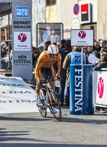 The Cyclist Kocjan Jure- Paris Nice 2013 Prologue in Houilles — Stock Photo, Image