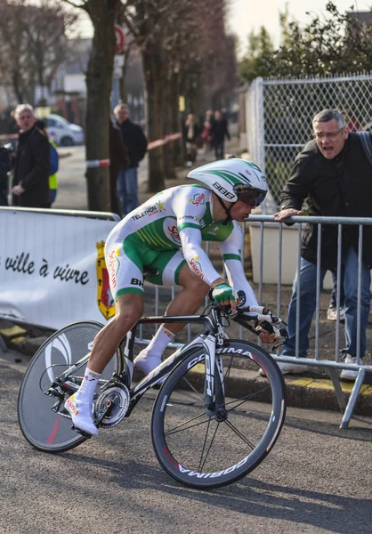 The Cyclist Simon Julien- Paris Nice 2013 Prologue in Houilles — Stock Photo, Image