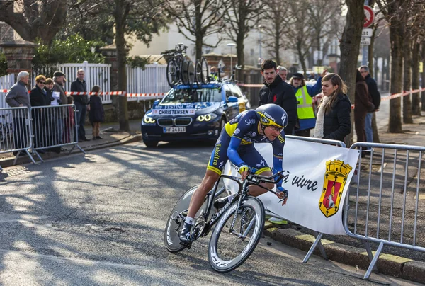 O ciclista Christensen Mads- Paris Nice 2013 Prólogo em Houill — Fotografia de Stock