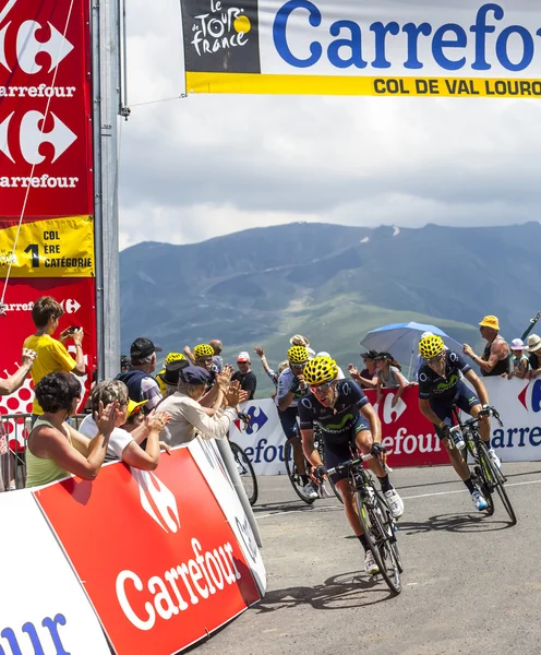 Cyclists on Col de Val Louron Azet — Stock Photo, Image