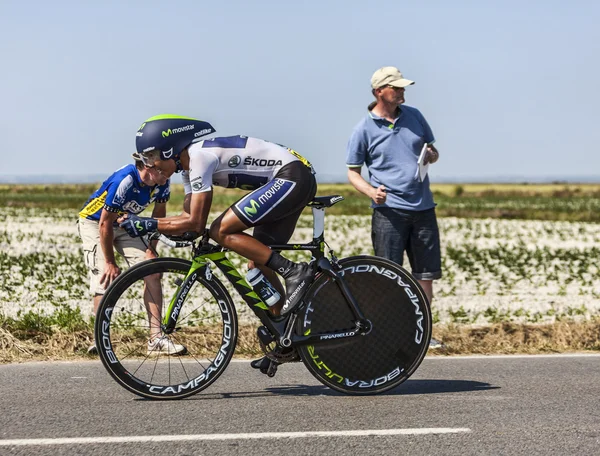 The Cyclist Nairo Alexander Quintana Rojas- White Jersey — Stockfoto