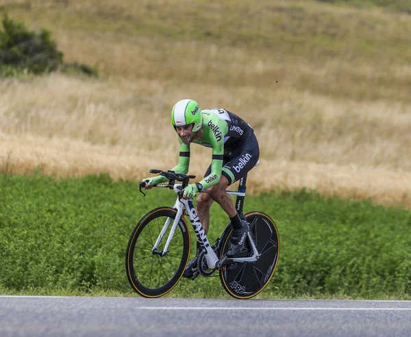 La diga del ciclista Laurens ten — Foto Stock