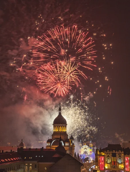 Феєрверк в Клуж-Напока — стокове фото