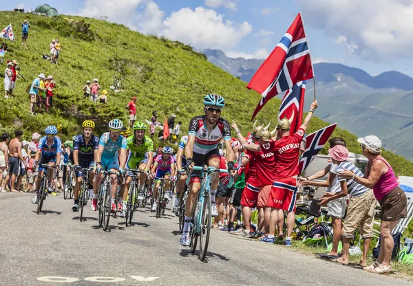 Peleton w Pirenejach góry — Zdjęcie stockowe