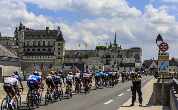 法国安博依斯 2021年7月1日 在2021年环法自行车赛期间 皮洛顿经过安博依斯城堡前大桥的后像 — 图库照片