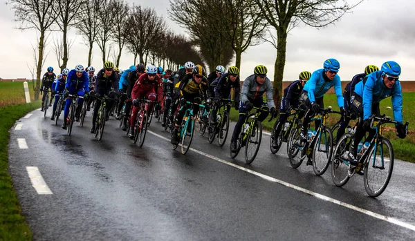 Angerville France Mars 2017 Peloton Sur Route Mouillée Lors Deuxième — Photo