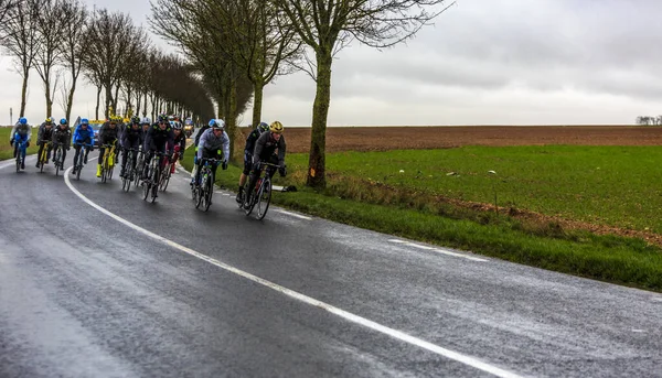 Angerville France March 2017 Peloton Riding Wet Road Second Stage — Stock Photo, Image
