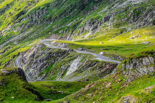 Fragment Une Route Haute Altitude Dans Les Montagnes Emplacement Transfagarasan — Photo