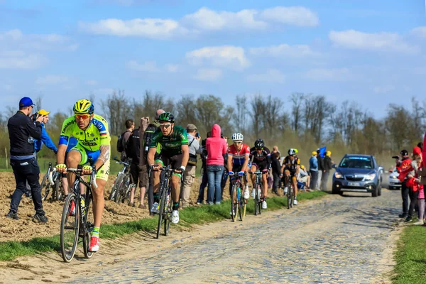 Carrefour Arbre France April 2015 Russian Cyclist Nikolay Trusov Team — стоковое фото