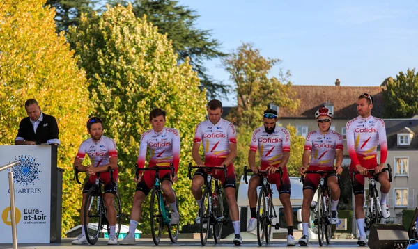 Chartres Francie Října 2019 Team Cofidis Solutions Credits Pódiu Chartres — Stock fotografie